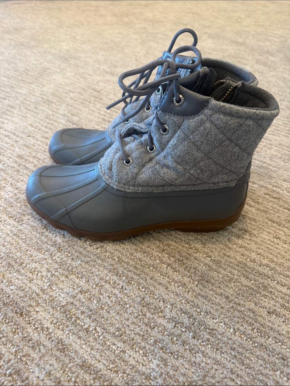 Women’s Sperry Gray Quilted Duck Boots